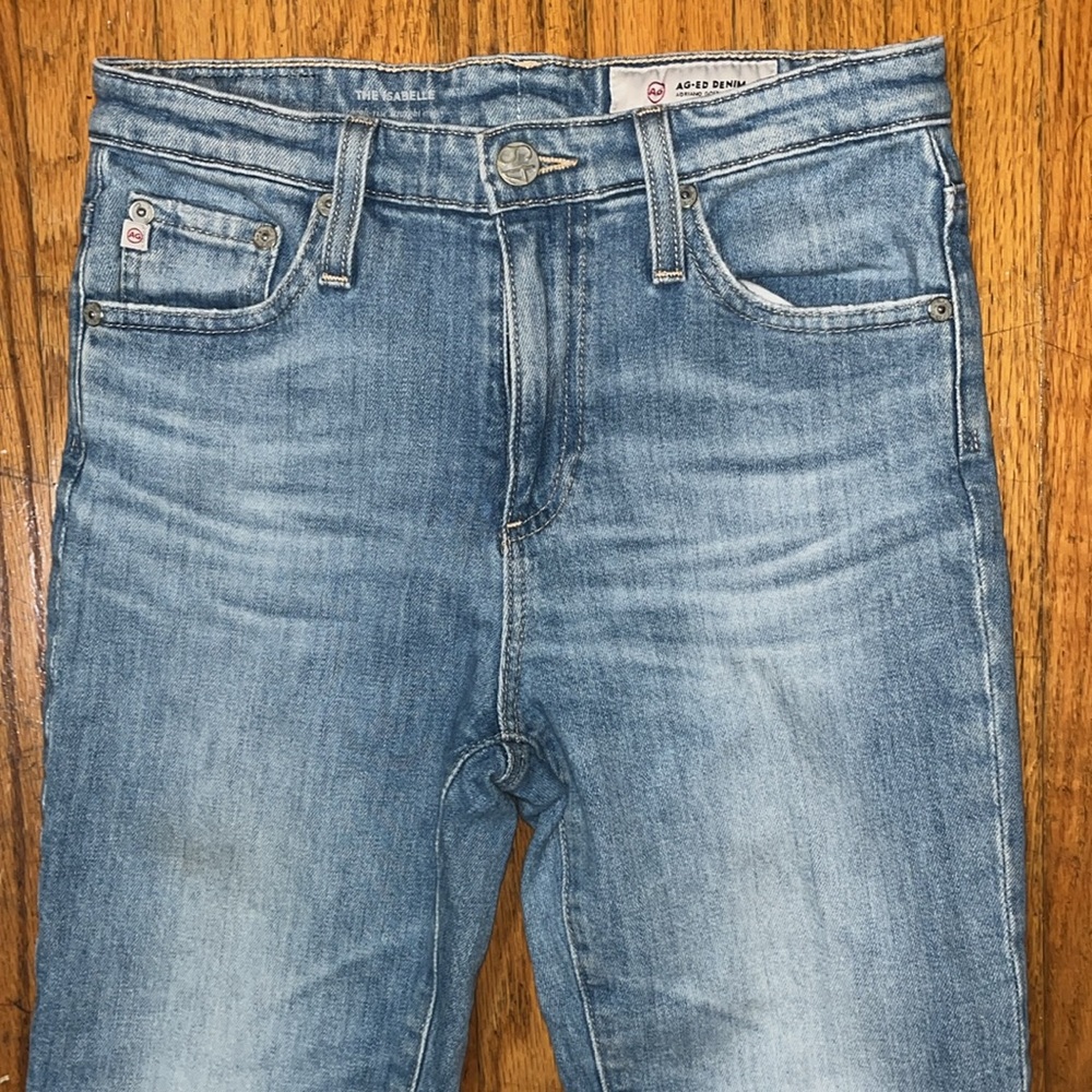 Ag Adriano Goldschmied The Isabelle High Rise Straight Crop Blue Jeans Size 24 - Picture 3 of 13